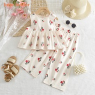Bear Leader Summer New Sweet Lace Girls Clothes Korean Version Polka Dot Flower Print Sleeveless Bot