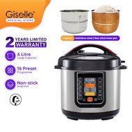 【SS Pot optional】Giselle 16 in 1 Electric Digital Multifunction Pressure Cooker w. 16 program  (1000W/6L) KEA0229