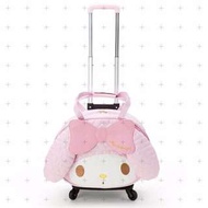 【預購】日本 | 美樂蒂：PU+皮革！滾輪拉桿可卸式＊行李箱/旅行箱(尺寸：約45×20×45cm、最大：約95cm，手柄的長度：約56cm)_免運。