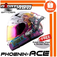 SPYDER Phoenix+ Neo Series Ace (Harley) Fullface Helmet + FREE Extra Clear Visor and Sticker Pack