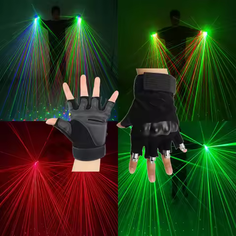 Color Red Green Blue Multi Line Laser Gloves LED Colorful Luminous Gloves for Party Stage Performanc