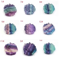 3100 Natural Colorful Fluorite Pendant Pendant Crystal Fluorite Carving Nine-Tailed Fox Pendant Natu