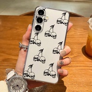 1pc Unique Halloween Cherry Skull Graphic Transparent TPU Phone Case Compatible With IPhone 16 Pro M