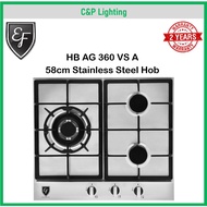 EF 58cm Stainless Steel 3 Burner Cooker Hob Gas Stove HB AG 360 VS A