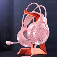 Pink Girl Cute Gaming Headset Headphone With Mic Wired haedphone haedset headfon Microphone hedset E