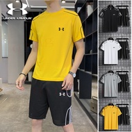 🔥Ready Stock🔥M-5XL Suit Summer Men Short Sleeve T-Shirt Shorts Two-piece Fashion Loose Plus Size Sports Set Baju T shirt Lelaki