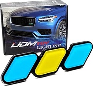 iJDMTOY Blue/Yellow/Blue 3-Color Stripe Lower Grille/Hood Grill Badge Emblem w/No Removal Required T
