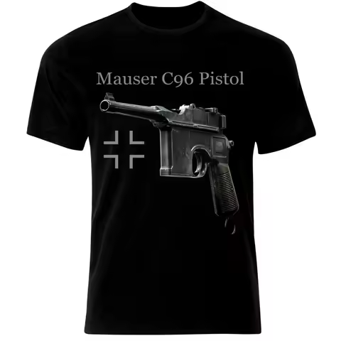 German Mauser C 96 Pistol Handgun T-Shirt 100% Cotton O-Neck Summer Short Sleeve Casual Mens T-shirt