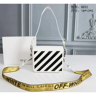 【5 Colors !!】Off white Women’s Cowhide Twill Single Shoulder Messenger Bag Sling Bag