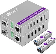 A Pair of 1.25G/s Gigabit Single-Mode Dual LC Fiber to Ethernet RJ45 Media Converter for 10/100/1000