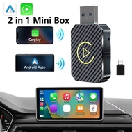 New 2-in-1 Wireless CarPlay Adapter&Android Mini Auto Wireless Adapter, 5GHz WiFi Type-C/USB Plug-an