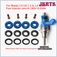 JKRTK 4Sets/16Pcs GDI Fuel Injector Repair Kits For Mazda 3 6 CX-7 2.3L L4 Turbo L3K9-13-250A E7T20171 (2007-2012) AY-RKG901 HRTWR