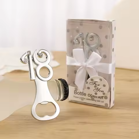 10PCS 18th Design Silver Bottle Opener Birthday Anniversary Gift Digital 18 Metal Beer Openers Party