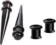 HEKEUOR 4 Piece Acrylic Tapers and Steel Single Flared Tunnel Plugs Ear Stretching Kit 7mm/1g