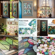 45YJXGUSHOP Stained Glass Film,  Design Non-Adhesive Lattice Window Film,  Rainbow Pattern Static Cl