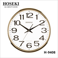HOSEKI 16" Jumbo Wall Clock H-9408 Collection Silent Non-Ticking Quartz 3D Large Number For Living &amp; Dining Space
