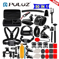 PULUZ 50 in 1 Accessories Total Ultimate Combo Kits  for GoPro HERO9 HERO8 HERO7 6 5 Session 4 DJI Osmo Action Cameras with EVA Case