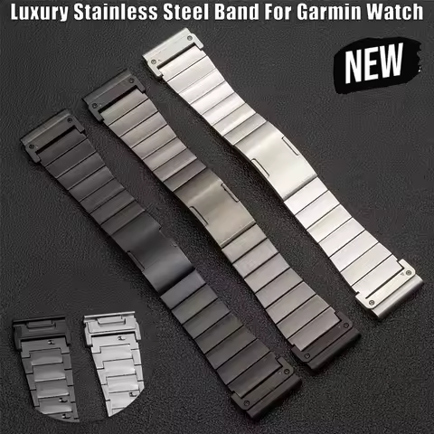 26mm Luxury Stainless Steel Band For Garmin Watch Fenix 6X 6XPro 5X 5XPlus 7X Men Business Strap For