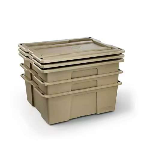 Payloader 32 L 3Pack 75 lb Bin 200 lb Lid Load Rated, HeavyDuty Stackable Storage Bins, Fits Drawer 