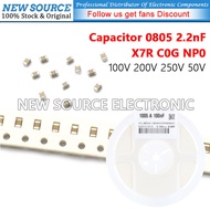 [20pcs] 0805 2.2nF ±10% ±5% 100V 200V 250V 50V X7R C0G NP0 SMD Chip Multilayer Ceramic Capacitor New