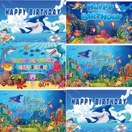 （Free customizable content）Underwater World Seabed Shark Photography Backdrop Decor Ocean Undersea F