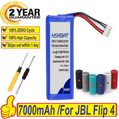 HSABAT 7000mAh GSP872693 01 Battery For JBL Flip 4, Flip 4 Special Edition