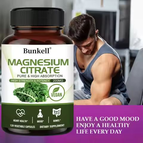 Magnesium Citrate Capsules 200 Mg - Maximum Absorption for Muscle, Nerve, Bone and Heart Health Glut