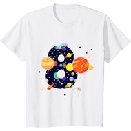 Outer Space 8 Year Old 8th Birthday Party Boys Girls Space T-Shirt