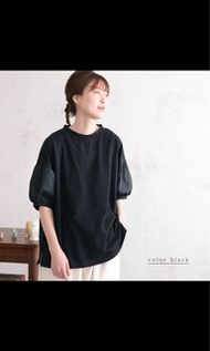 日系soulberry 黑色泡泡袖T 恤