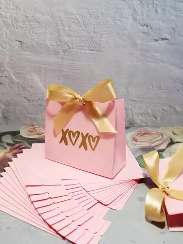 Pink Mini Gift Bag with Gold Foil 'Love' - Great for Candy, Chocolate, and Ferrero Rocher Perfect fo
