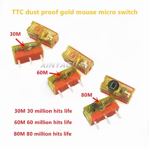 2Pcs/lot New TTC dustproof gold series mouse micro switch 3-pin gold alloy contact 30M 60M 80 millio