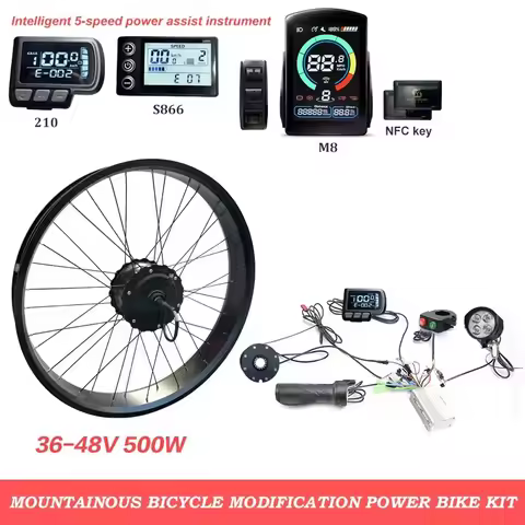 48V 500W 1000W Electric Bike Conversion Kit E Bike Kit with Fatbike Ebike Brushless Gear Motor Wheel