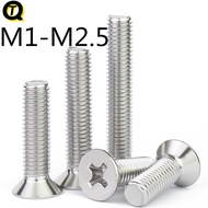 304 Stainless Steel Flat Head Screw M1-M2.5 Extended Machine Screw Countersunk Head Bolt Phillips Sc