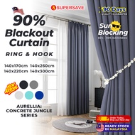 SUPERSAVE 90% Blackout Curtain Siap Jahit Langsir Sunblock Curtain Ready Made Langsir Tebal Sliding 