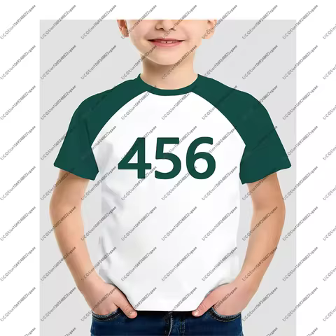 Boys Girls T Shirt Men Game Bold 456 001 Number Casual Streetwear Kids Fashion Outerwear Fall Trendy