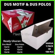 bt 100pcs dus kotak box kardus snack kue polos motif 12x12 12x14 12x16 - motif 12 x 14