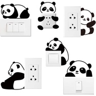 AHANDMAKER 6Pcs Cute Panda Light Switch Stickers, 7x7 Inch Cartoon Pandas Wall Sticker Light Switch 