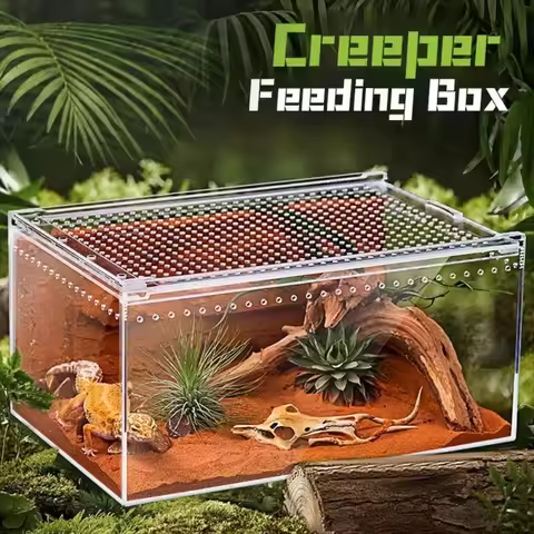 Transparent Reptiles Terrarium Acrylic Easy to Install Lizard Breeding Box Ventilated Anti-escape Ge