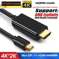 1.8M 4k Mini DP Display Port Thunderbolt 2 to HDMI-compatible Cable Pro Adapter Plated Gold For MacBook mini iMac