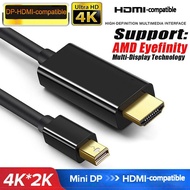 1.8M 4k Mini DP Display Port Thunderbolt 2 to HDMI-compatible Cable Pro Adapter Plated Gold For MacB