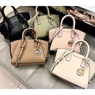 Michael Kors MK Avril Small Top-Zip Satchel Handbag White / Thyme / Brown / White / Black 35F1G4VM2B