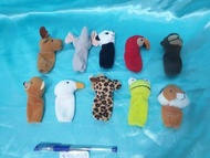 （C148）皆洗曬過 左下第二隻白鵝有泛黃 ikea 指偶 手指娃娃 動物 小鹿 大象 熊貓 鸚鵡 猴子 熊熊 白鵝 長頸鹿  青蛙 獅子  動物 可愛 迷你 精緻 復古 早期 懷舊 童年 絨毛 娃娃