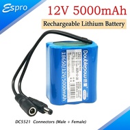 12V 5000mAh Portable Super Rechargeable 18650 Lithium-ion Battery Pack DC 12.6V DC Male + Female Con