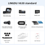 กล้อง Dash Cam 4K LINGDU V630 กล้องหน้าและภายในรถยนต์ ภาพระดับ Full HD กล้องมองหน้าและมองหลัง กล้องม