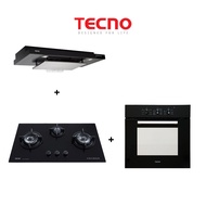 Tecno TCH929DPBK Slim Hood + T833TRSV Glass Hob + TBO630 Oven Package Offer