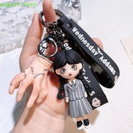 AUGUSTINASN Addams Family Keychain, Silicone Action Figure Wednesday Keyring, Bag Keyring Thing Hand