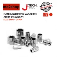 1/2 INCH x (6 POINT) JETECH TOOL CR.V. INDIVIDUAL DR. BOX SOCKET (8MM ~24MM)