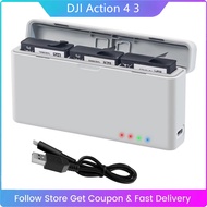 20240826ศูนย์ชาร์จแบตเตอรี่3ทางสำหรับ DJI Action 4 3ที่ชาร์จความเร็วสูงแบตเตอรี่ชาร์จผู้จัดการบัตเลอ