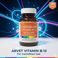 [RGA] ARVET CYANOCOBALAMIN VITAMIN B12 100 TABLET GAMEFOWL Cyanocobalamin Vitamin B-12 para sa manok