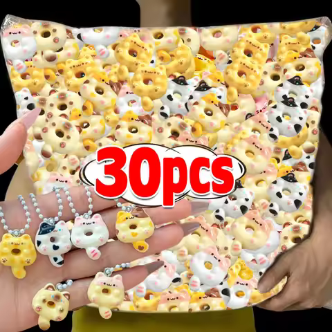 Cartoon Cute Donut Cat Pendant Keychain Phone Lanyard Charm Strap Bag Charm Animal Pendant for Stude